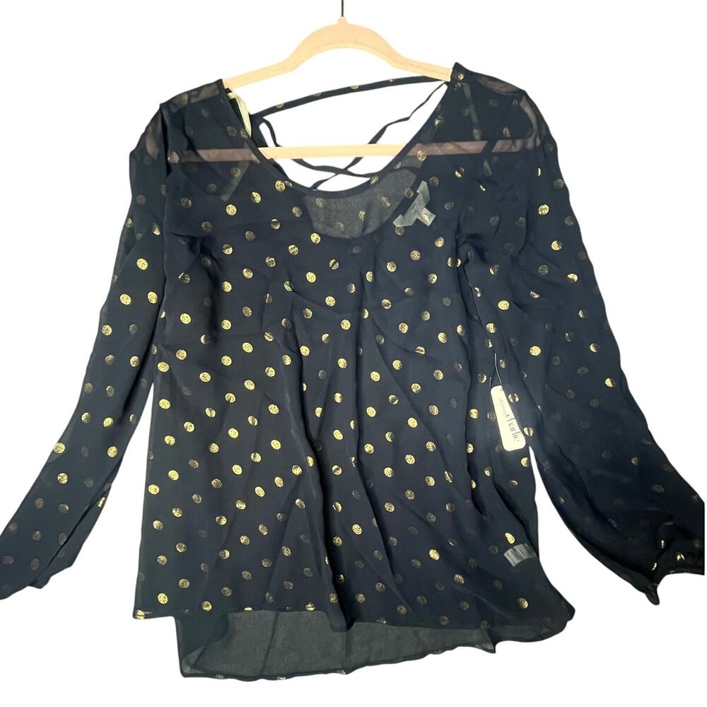 Charming Charlie gold dots semi sheer strappy back size Medium NWT